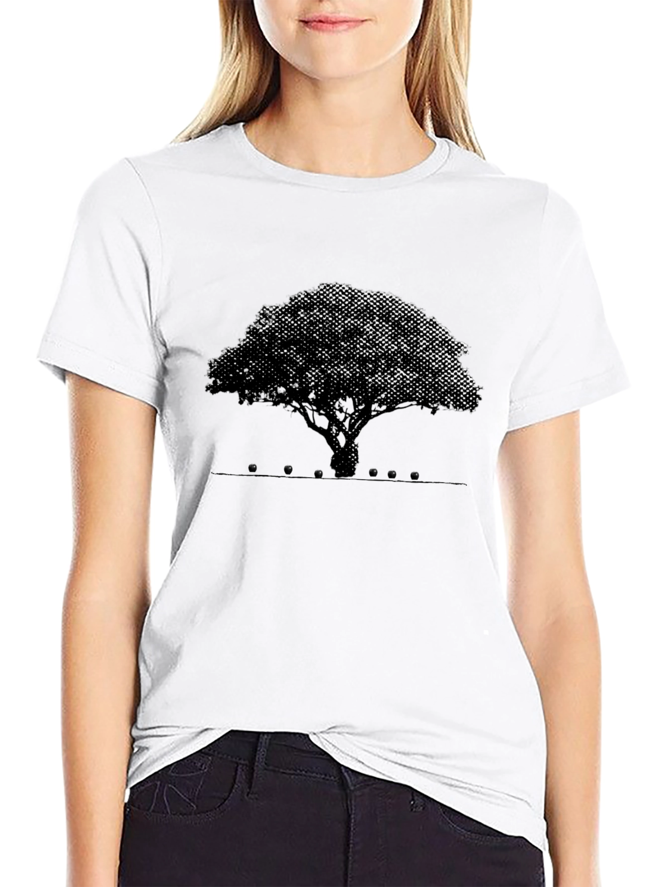 Abstract Tree Graphic Tee - Black Cotton Blend