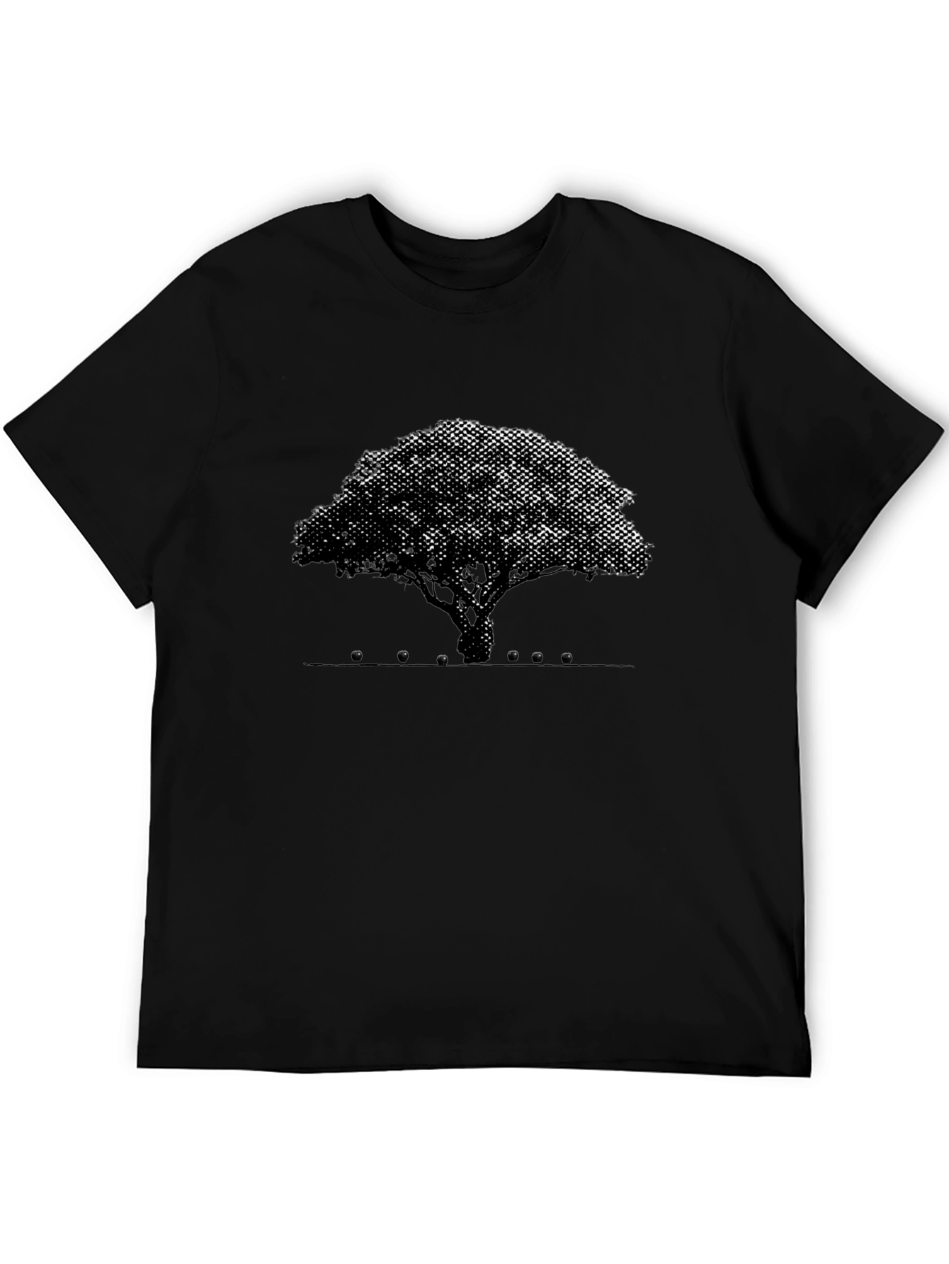 Abstract Tree Graphic Tee - Black Cotton Blend