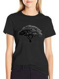 Abstract Tree Graphic Tee - Black Cotton Blend