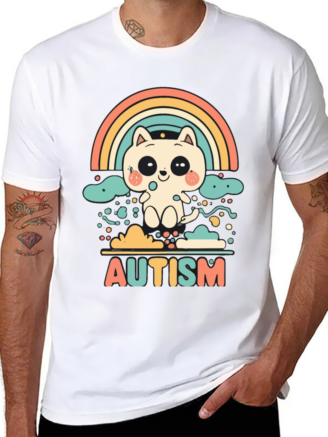 Autism Awareness Cat Rainbow T-Shirt