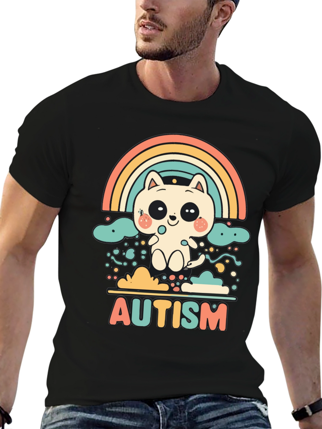 Autism Awareness Cat Rainbow T-Shirt