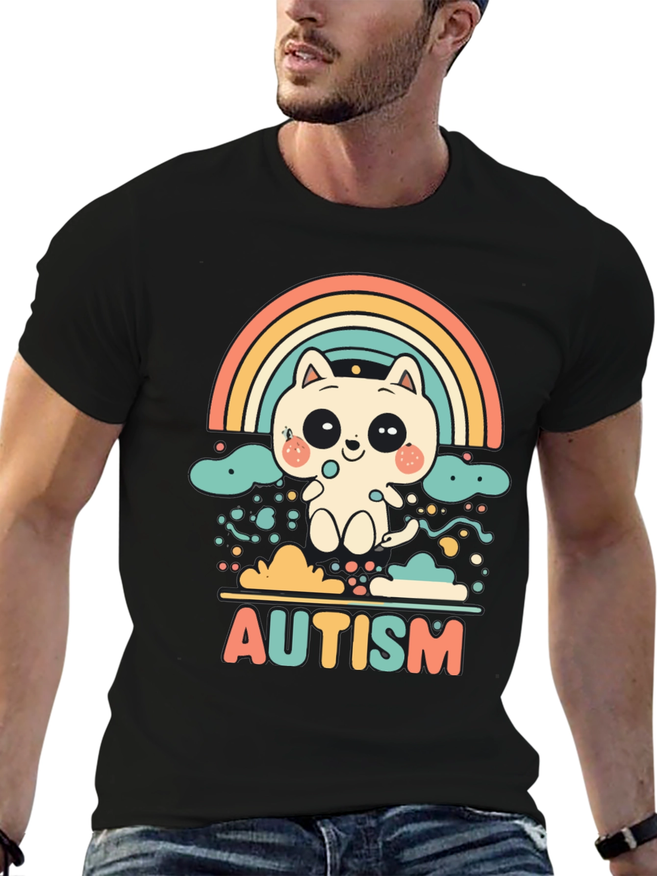 Autism Awareness Cat Rainbow T-Shirt