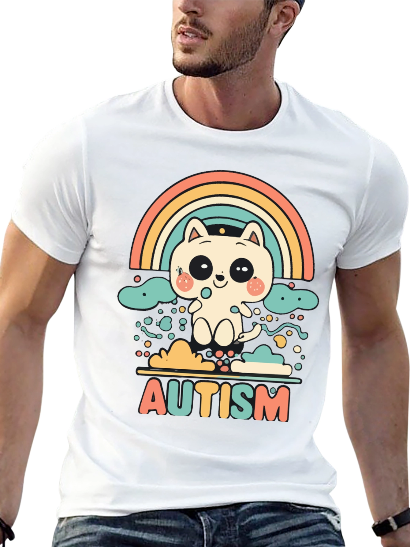 Autism Awareness Cat Rainbow T-Shirt