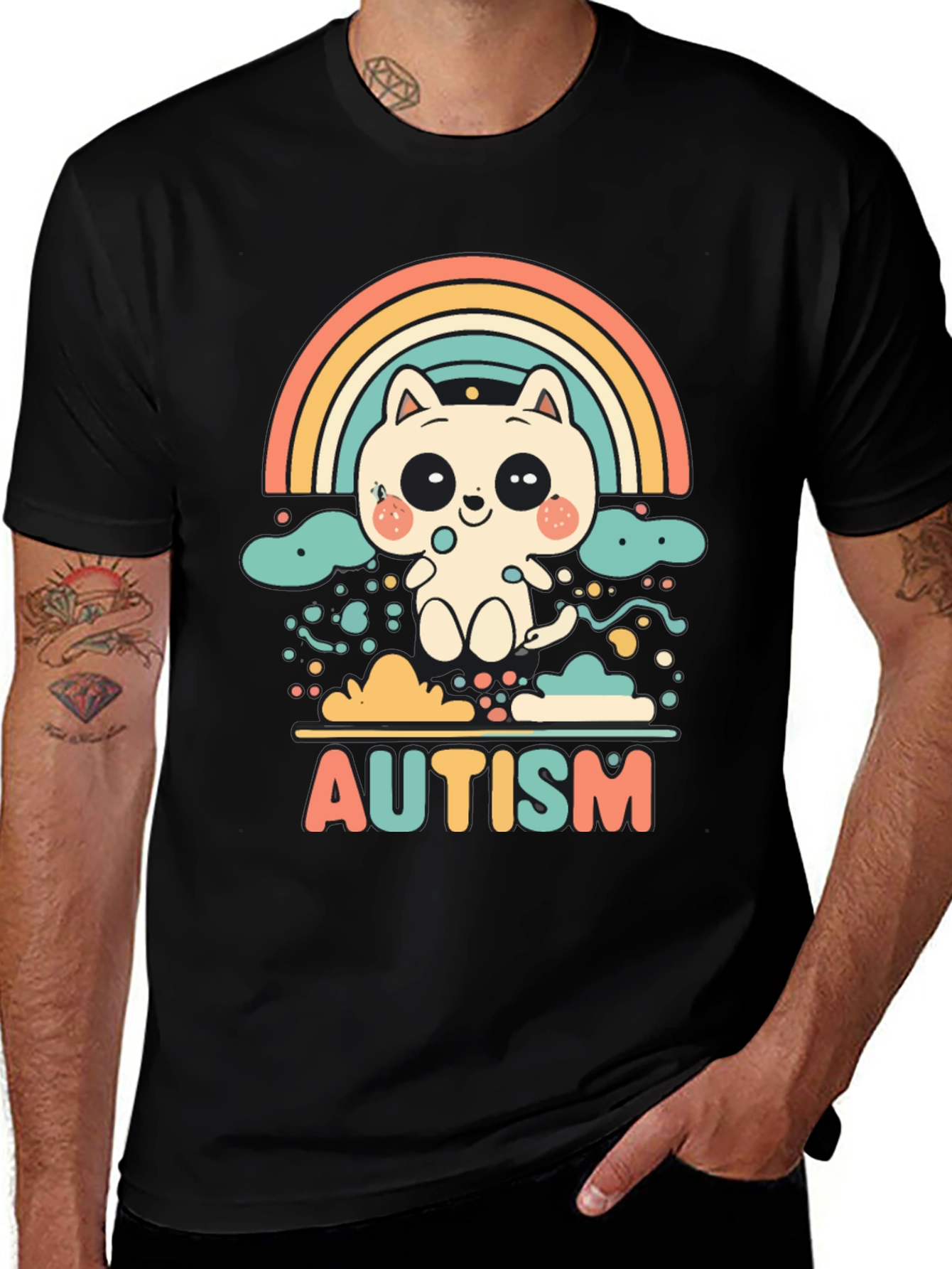Autism Awareness Cat Rainbow T-Shirt