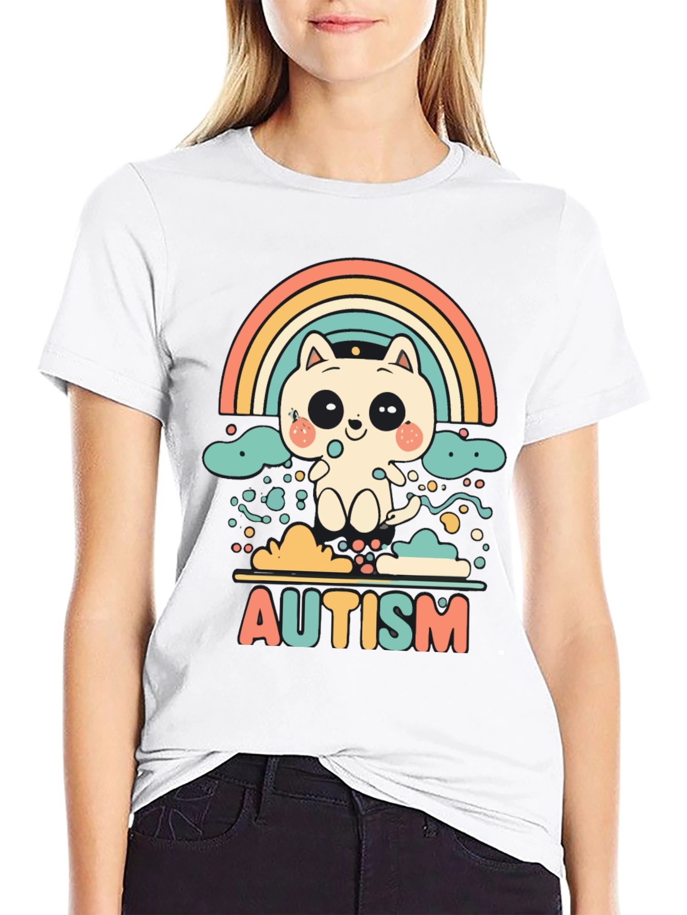 Autism Awareness Cat Rainbow T-Shirt