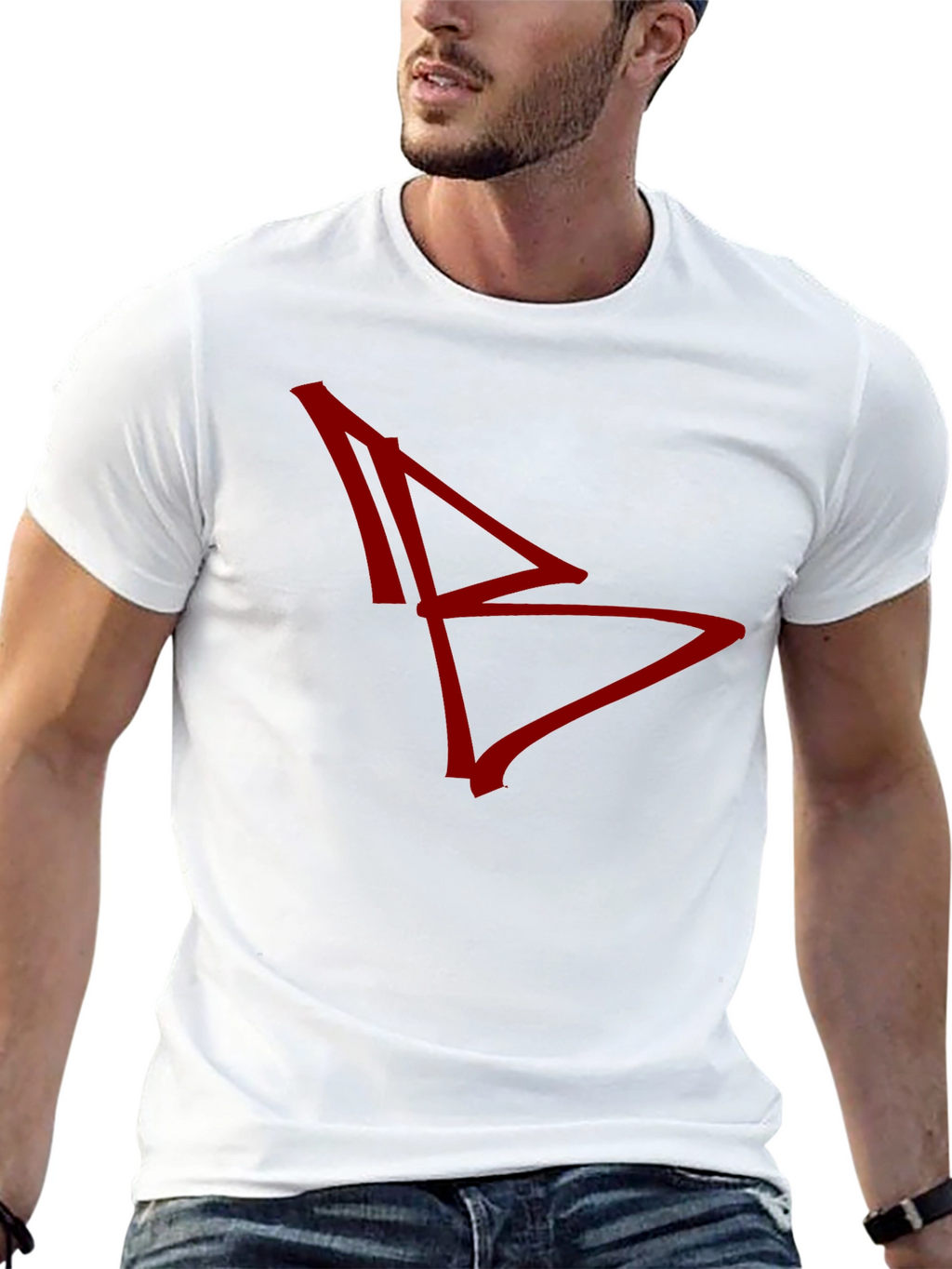 Abstract Graphic Tee - Red Design on Black
