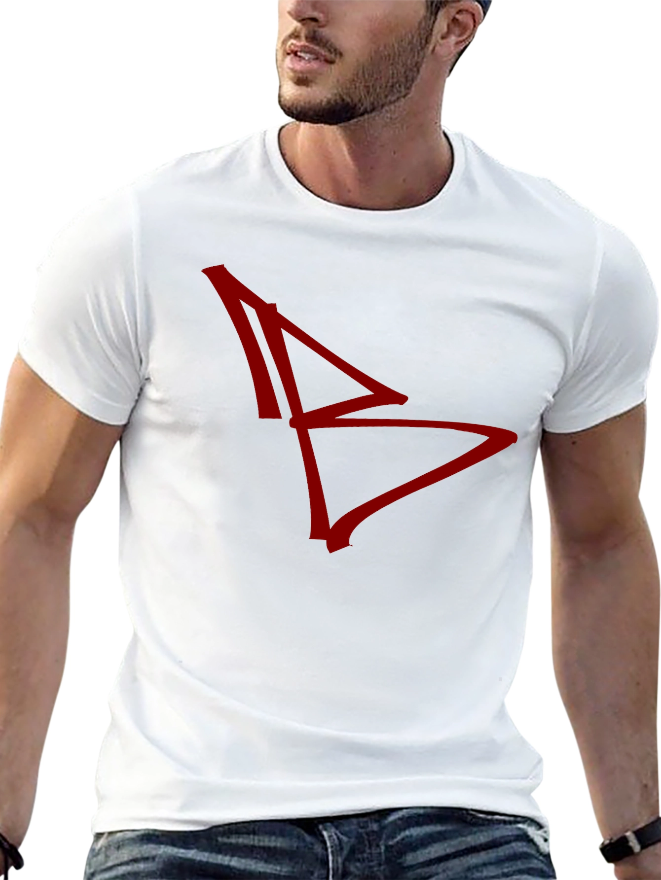 Abstract Graphic Tee - Red Design on Black