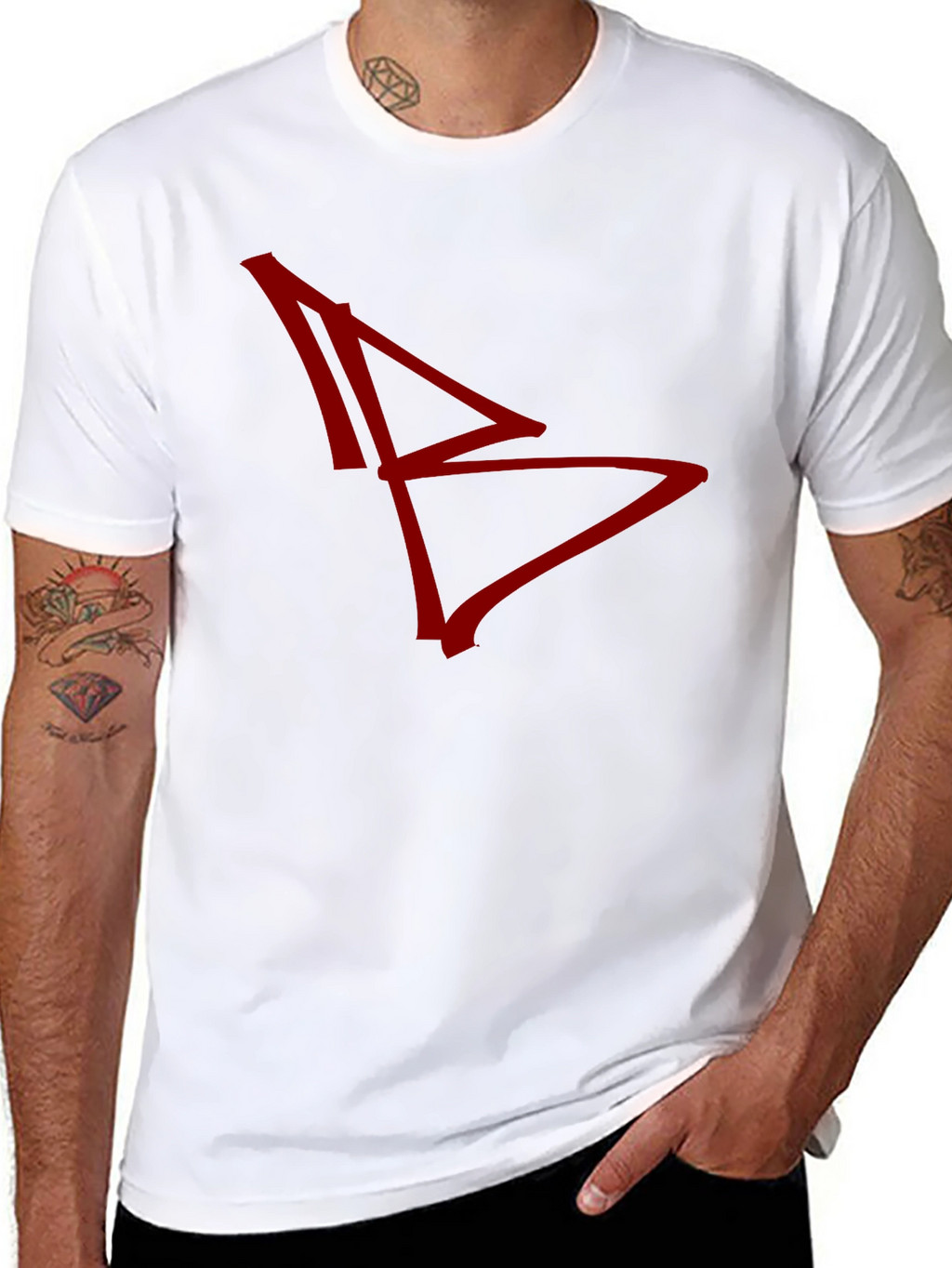 Abstract Graphic Tee - Red Design on Black
