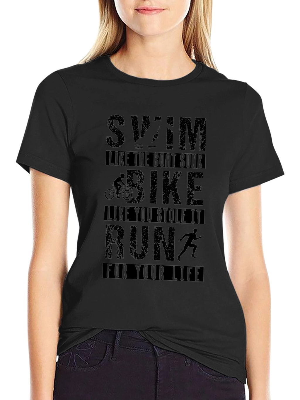 Swim Bike Run Graphic T-Shirt - Black