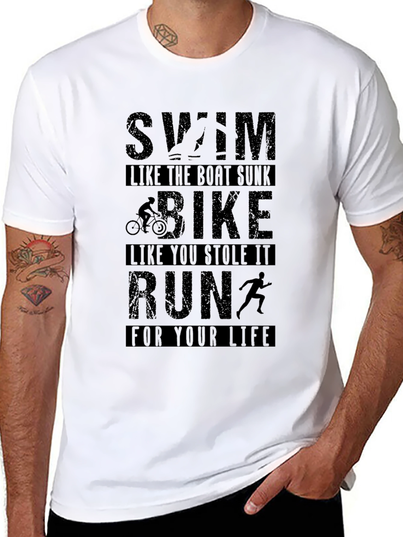 Swim Bike Run Graphic T-Shirt - Black
