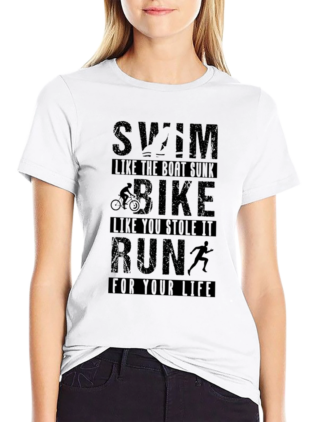 Swim Bike Run Graphic T-Shirt - Black
