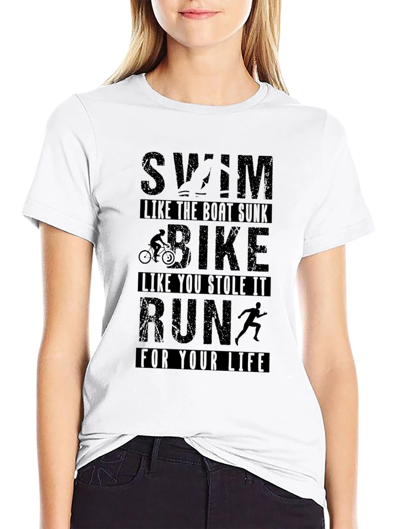 Swim Bike Run Graphic T-Shirt - Black