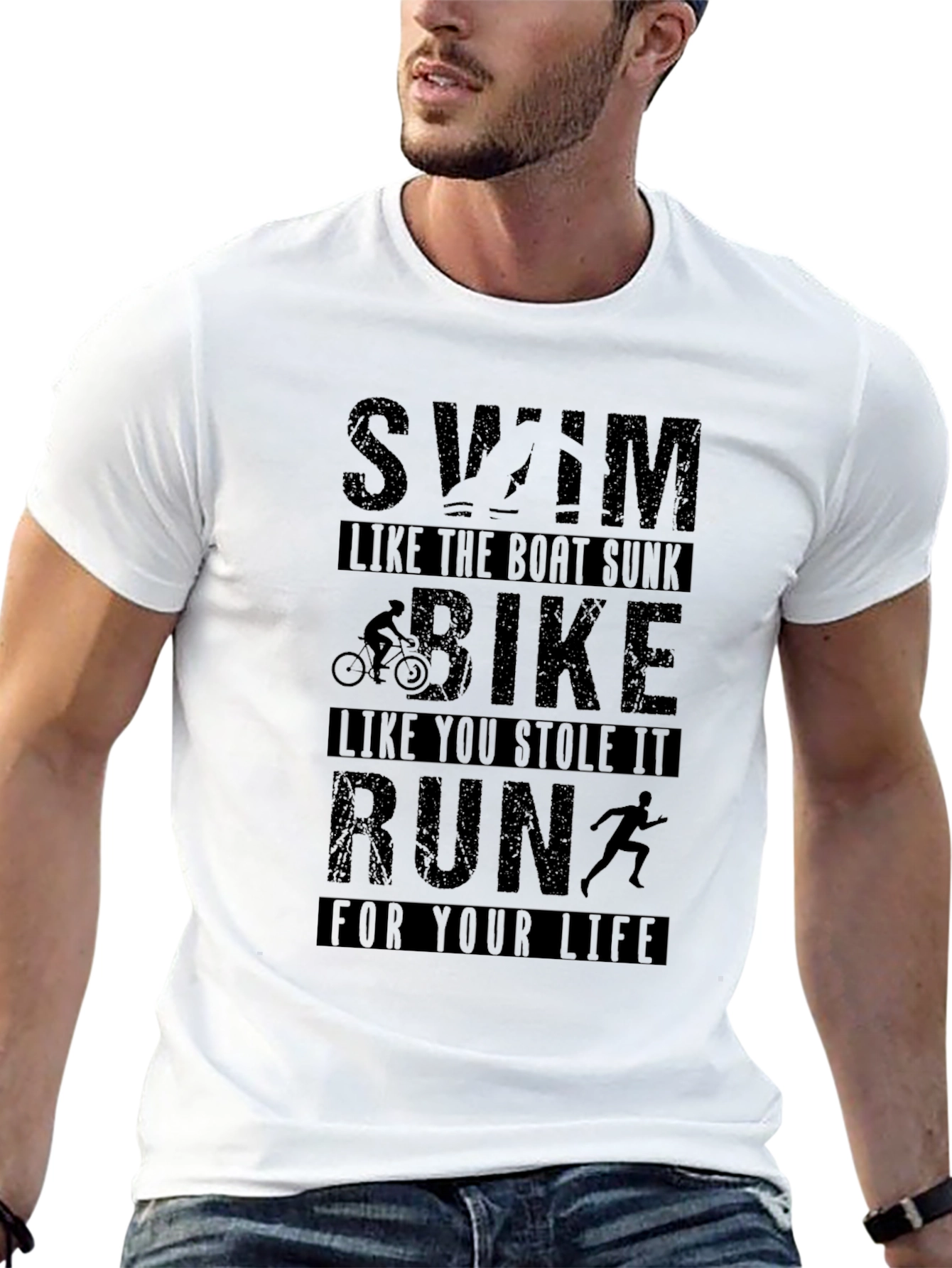 Swim Bike Run Graphic T-Shirt - Black