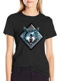 Black T-Shirt with Wolf Graphic