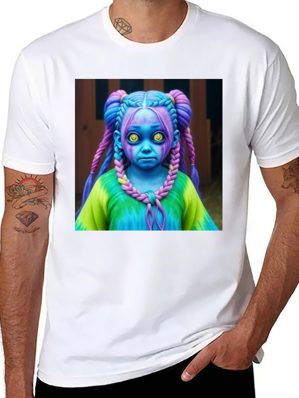 Creepy Cute Doll Graphic Tee - Unique Black T-Shirt