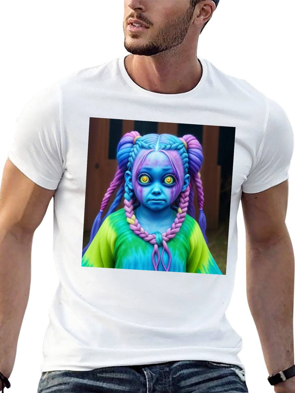 Creepy Cute Doll Graphic Tee - Unique Black T-Shirt