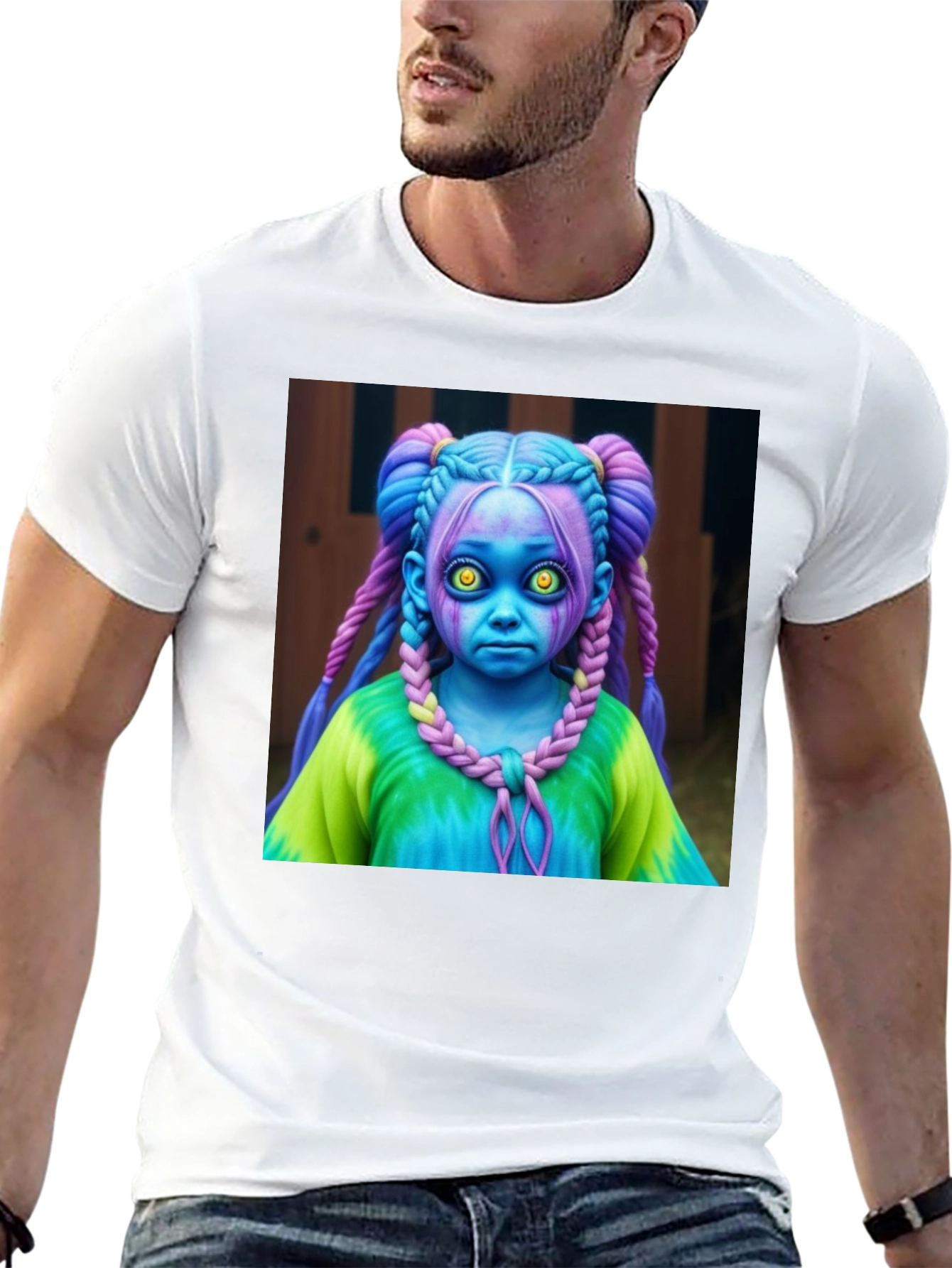 Creepy Cute Doll Graphic Tee - Unique Black T-Shirt
