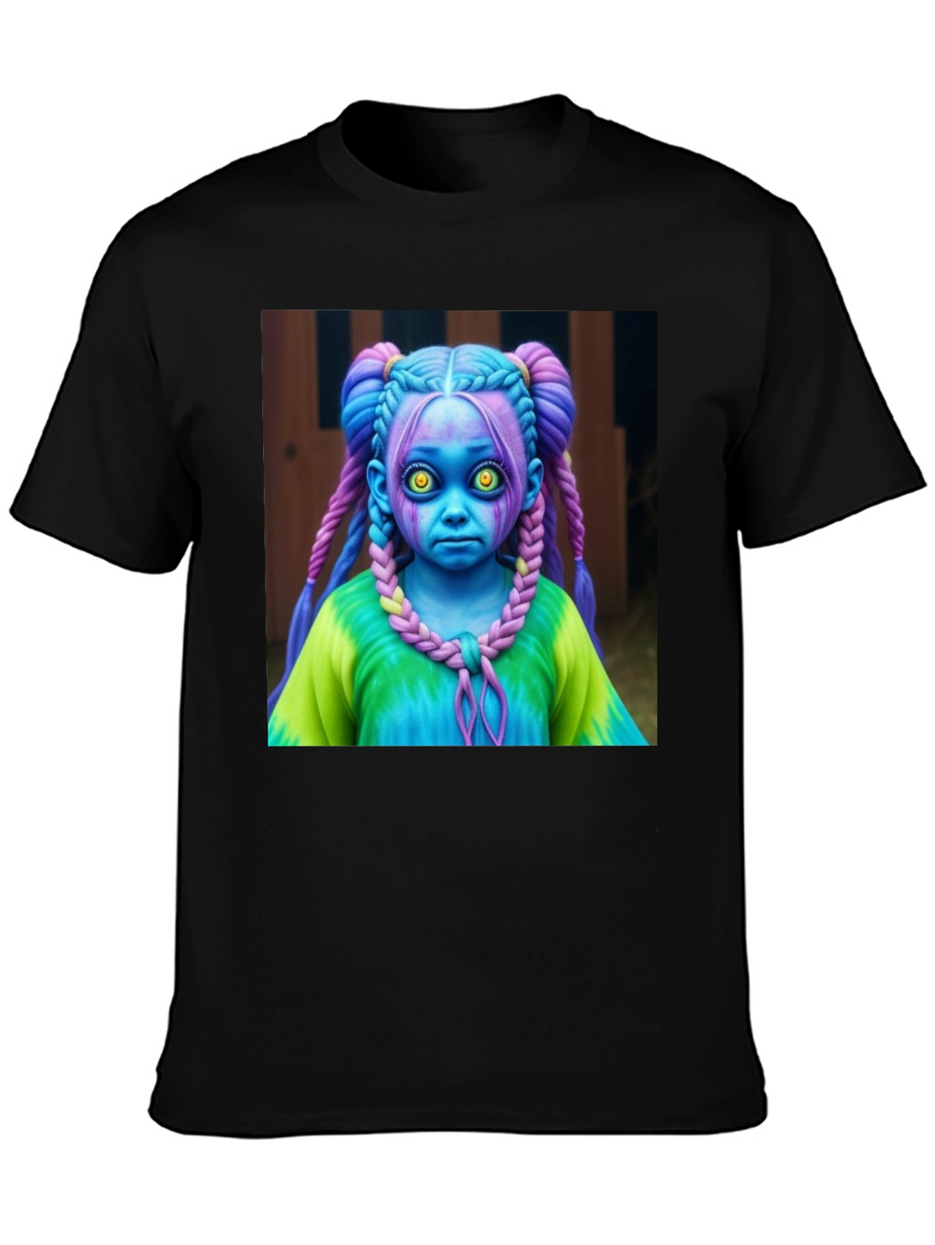Creepy Cute Doll Graphic Tee - Unique Black T-Shirt
