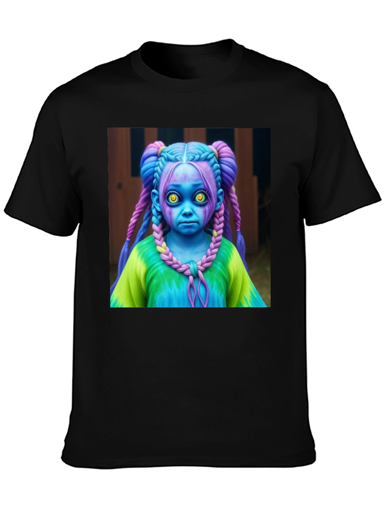 Creepy Cute Doll Graphic Tee - Unique Black T-Shirt