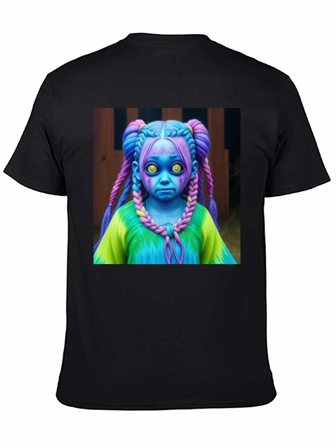 Creepy Cute Doll Graphic Tee - Unique Black T-Shirt