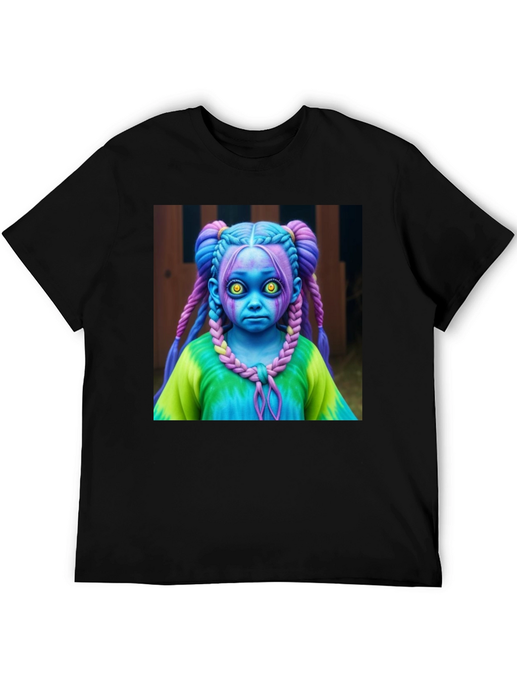 Creepy Cute Doll Graphic Tee - Unique Black T-Shirt