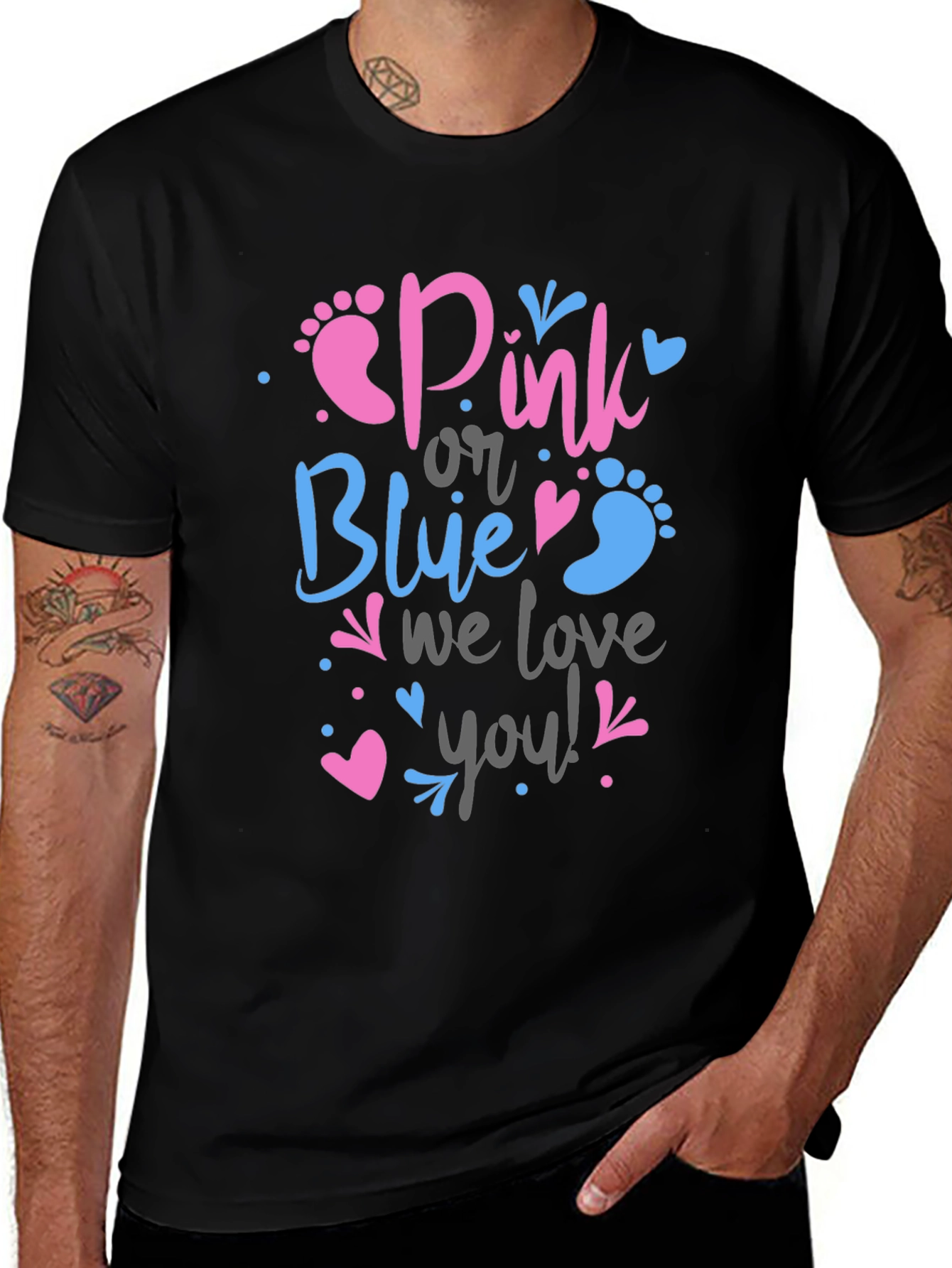Gender Reveal T-Shirt: Pink or Blue We Love You!