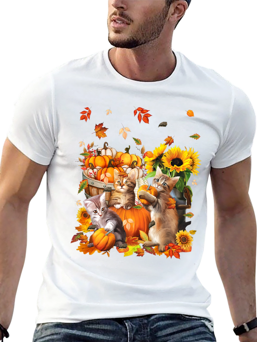 Autumn Cats & Pumpkins Graphic Tee