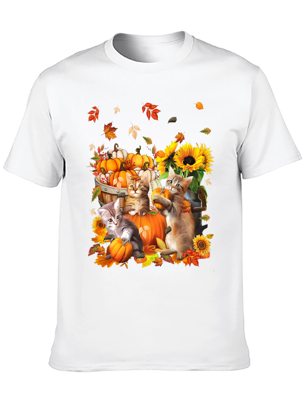 Autumn Cats & Pumpkins Graphic Tee