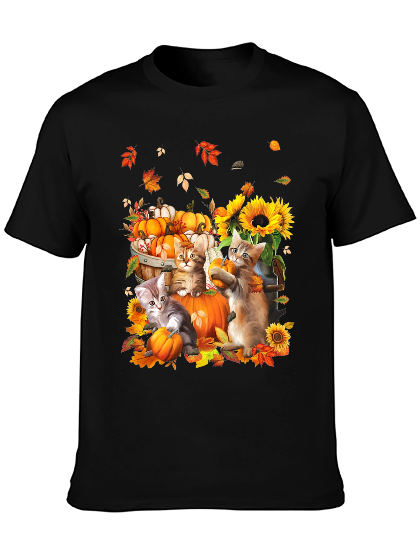 Autumn Cats & Pumpkins Graphic Tee