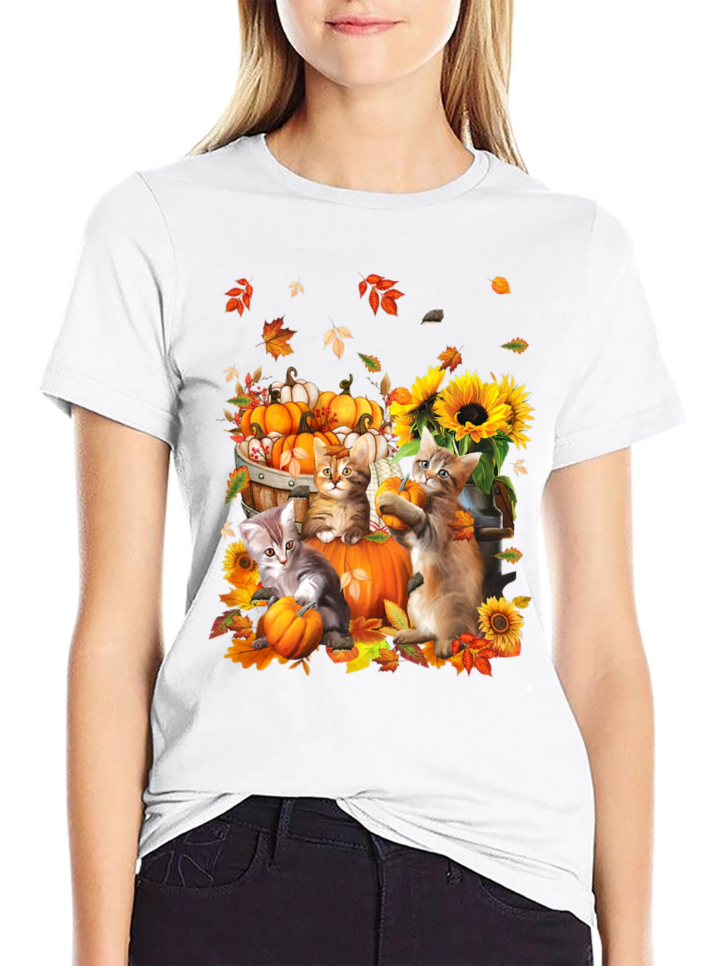 Autumn Cats & Pumpkins Graphic Tee