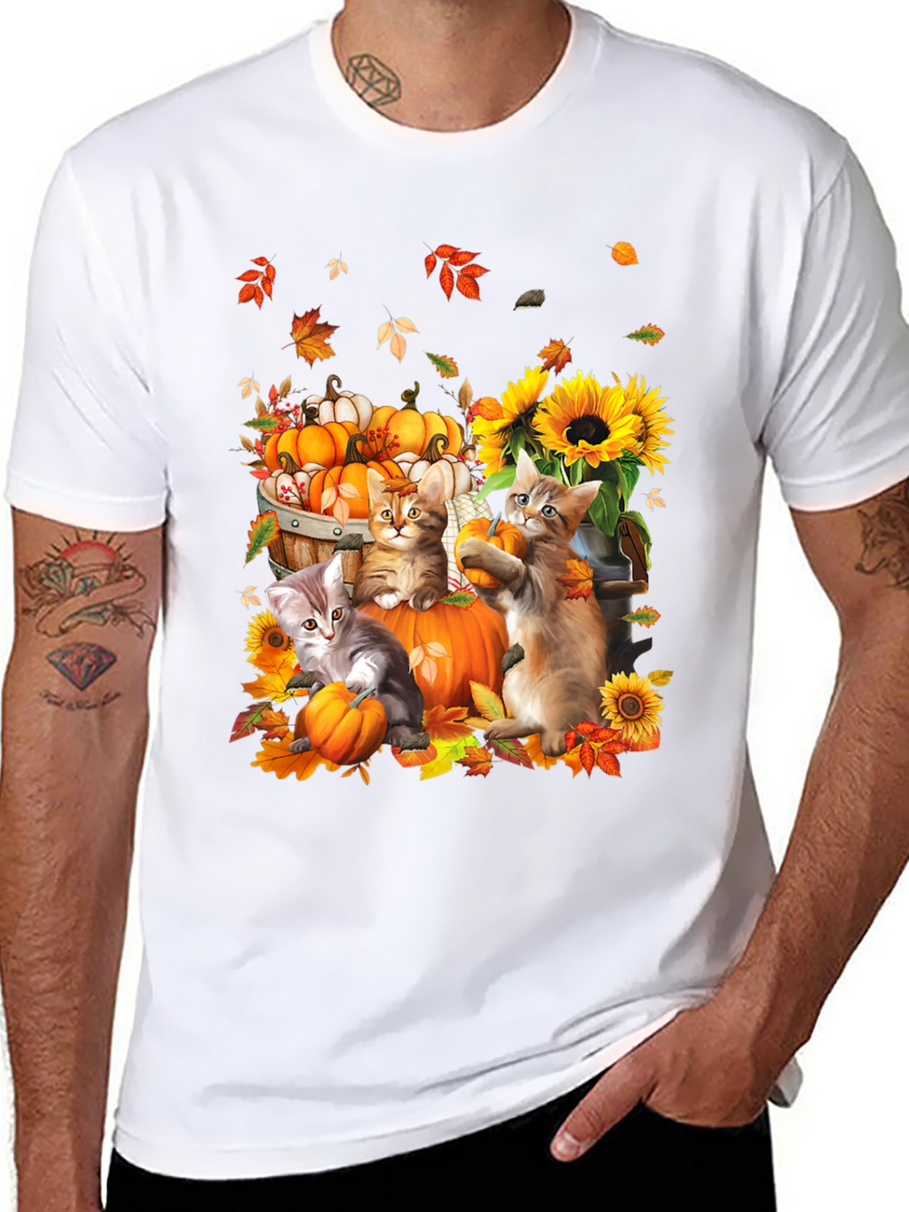 Autumn Cats & Pumpkins Graphic Tee