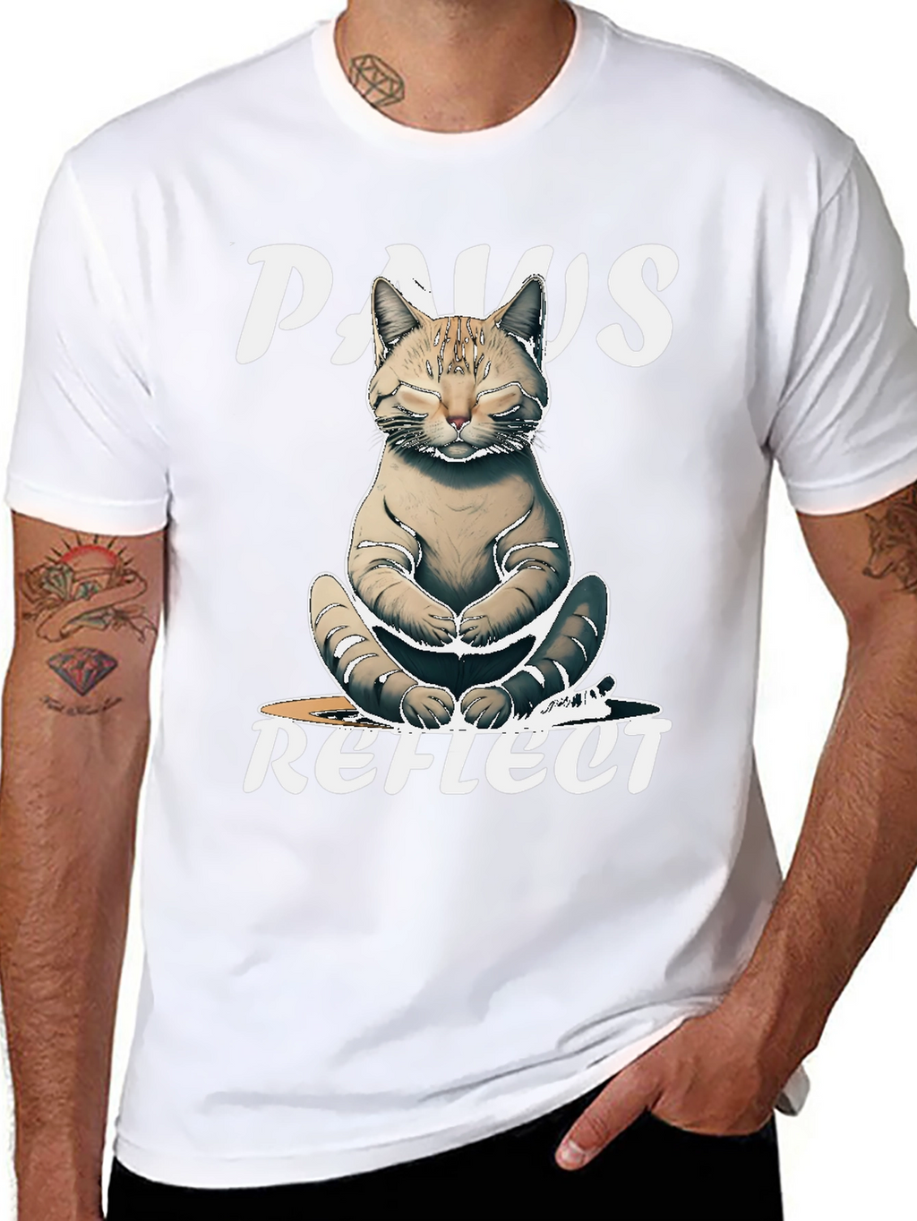 Paws Reflect Cat Yoga Graphic T-Shirt