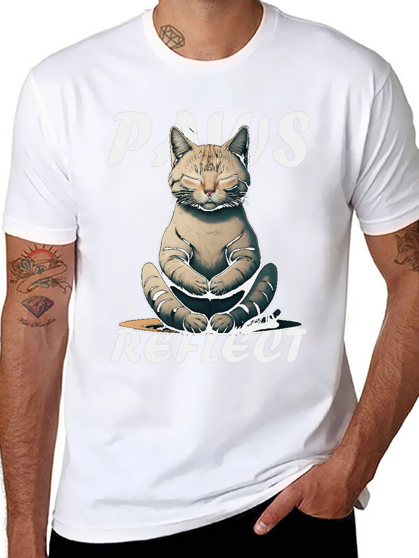 Paws Reflect Cat Yoga Graphic T-Shirt