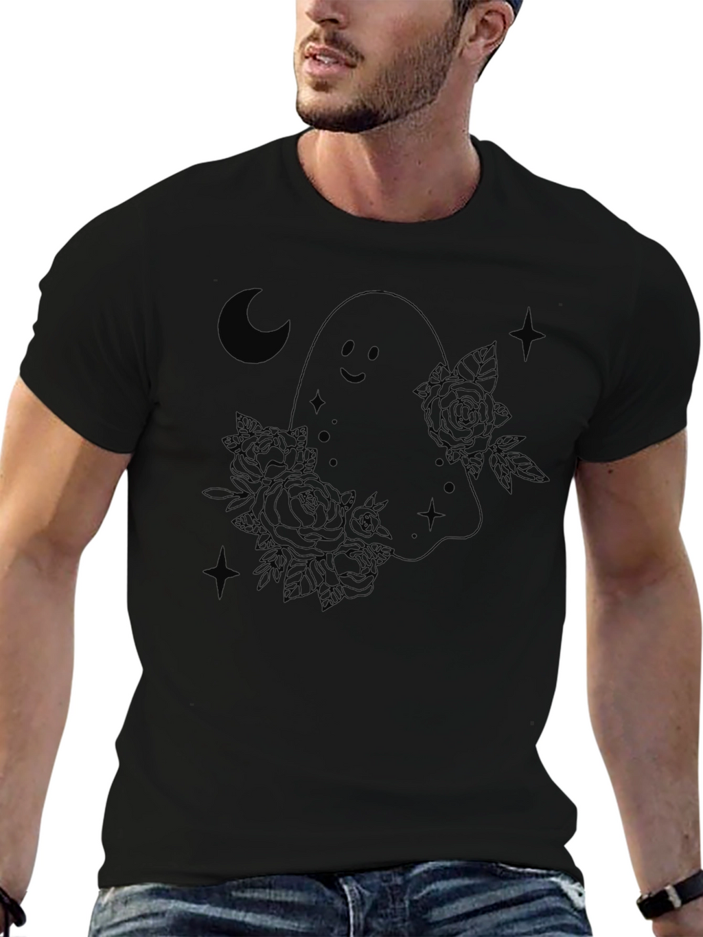 Ghost & Roses Graphic Black T-Shirt