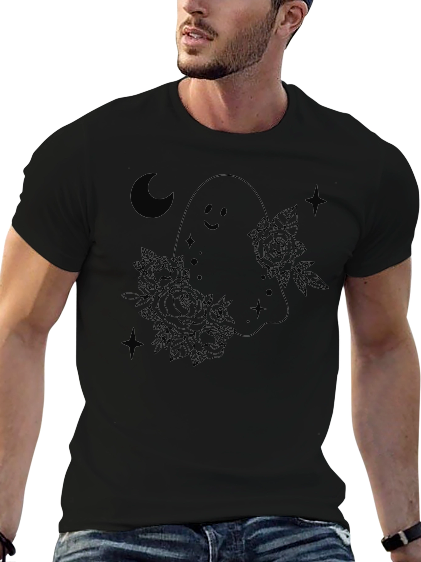 Ghost & Roses Graphic Black T-Shirt