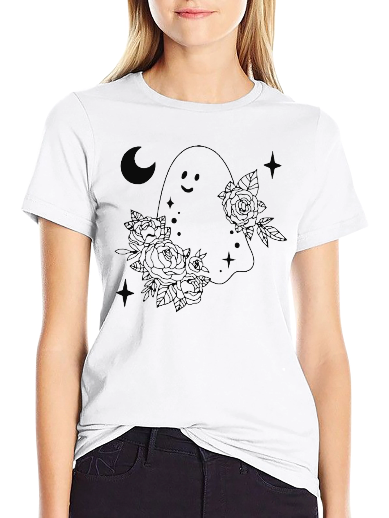 Ghost & Roses Graphic Black T-Shirt