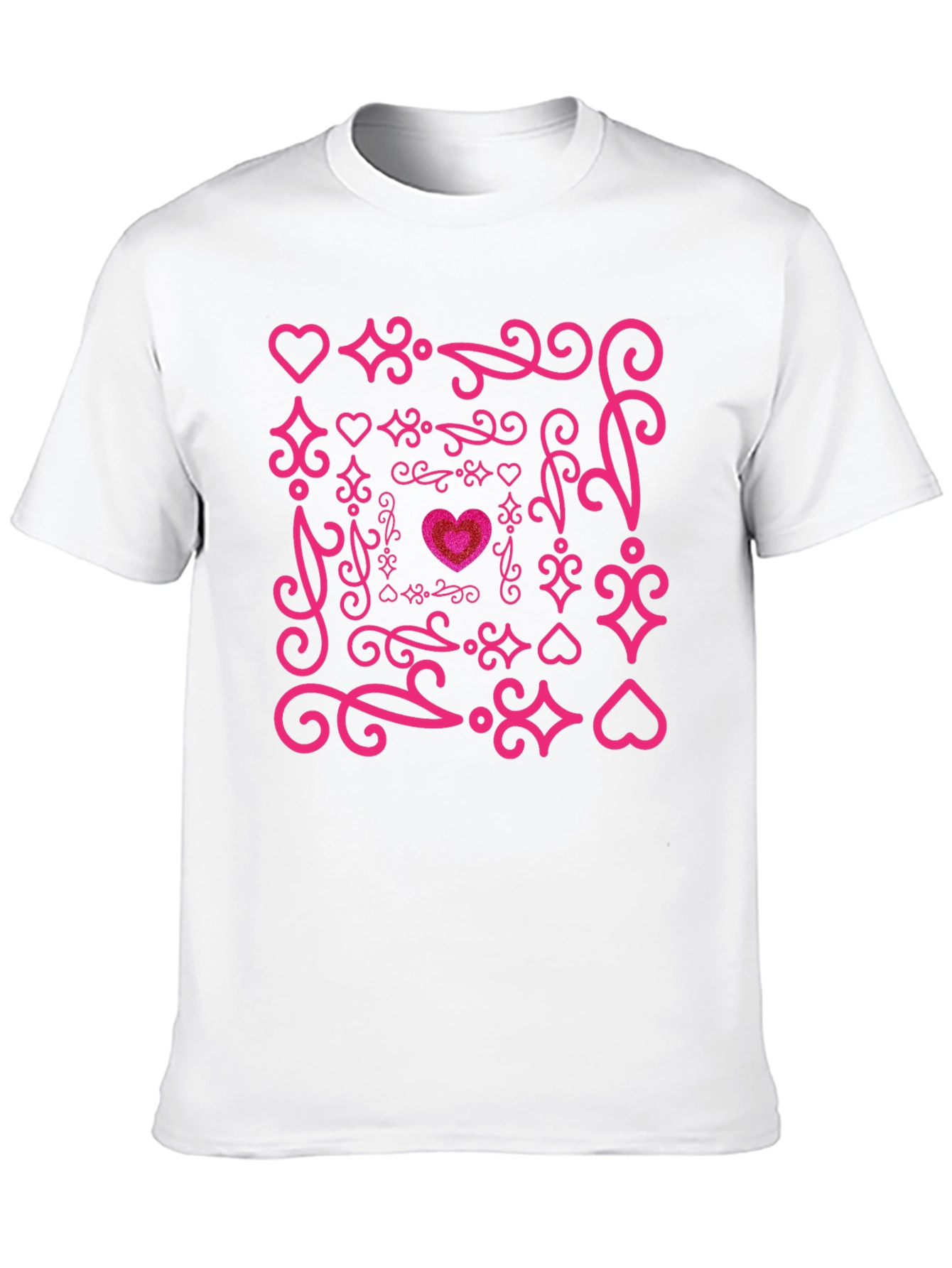 Heart Swirl Graphic Tee - Black Cotton Blend
