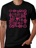 Heart Swirl Graphic Tee - Black Cotton Blend