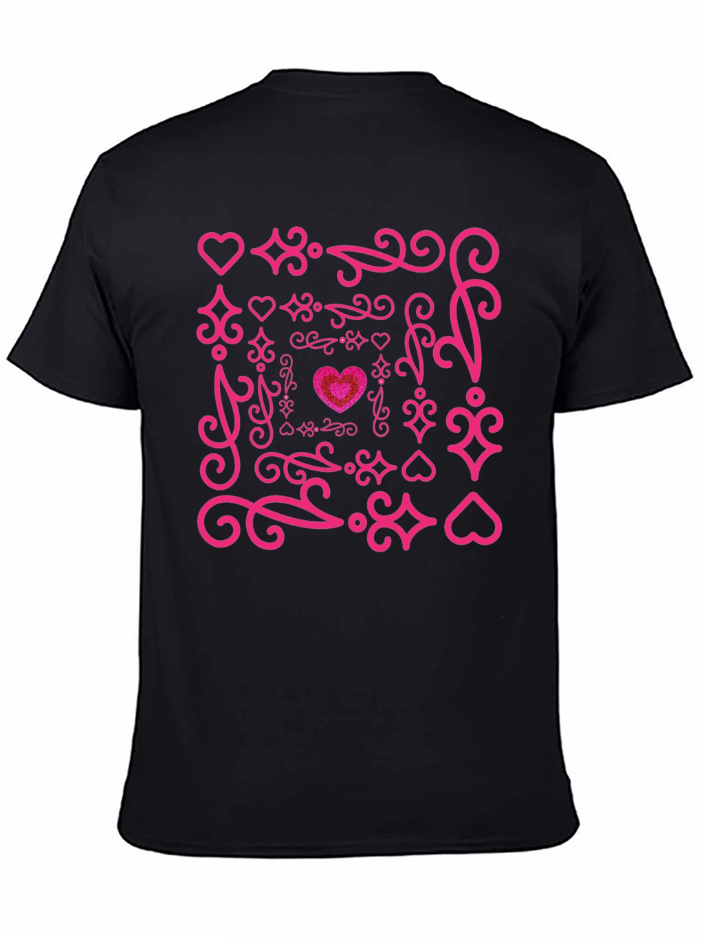 Heart Swirl Graphic Tee - Black Cotton Blend