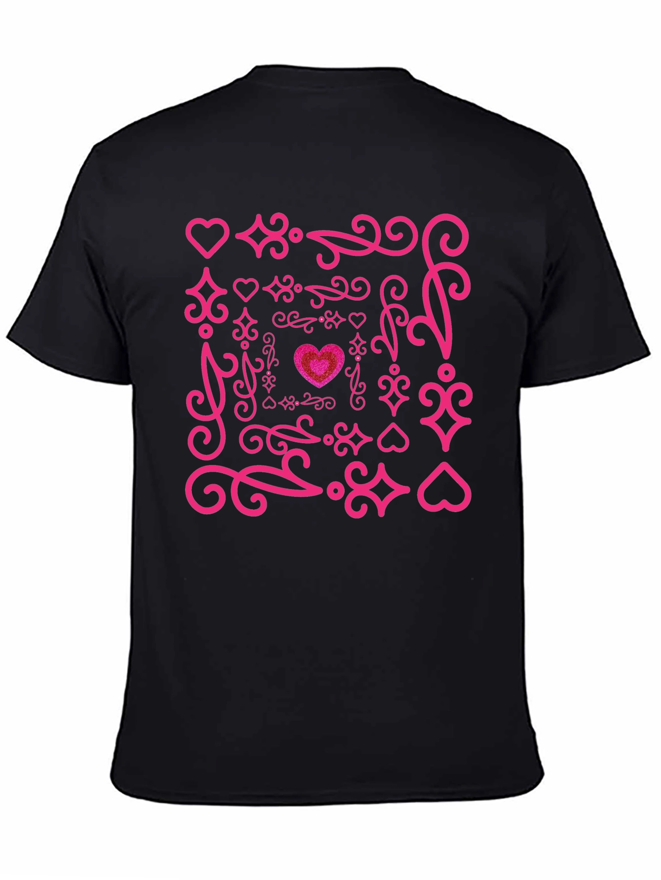 Heart Swirl Graphic Tee - Black Cotton Blend