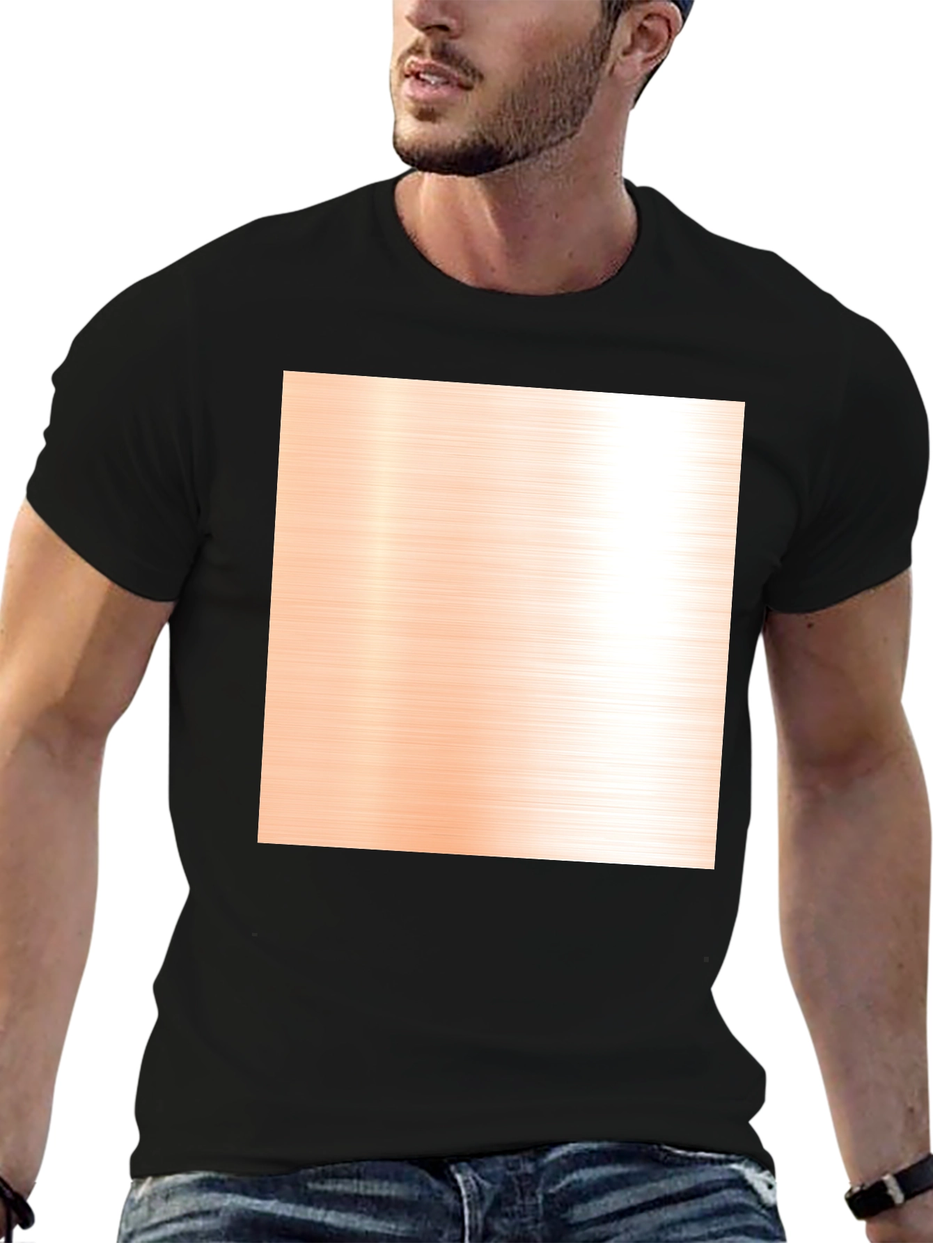 Modern Black Crewneck T-Shirt with Pattern