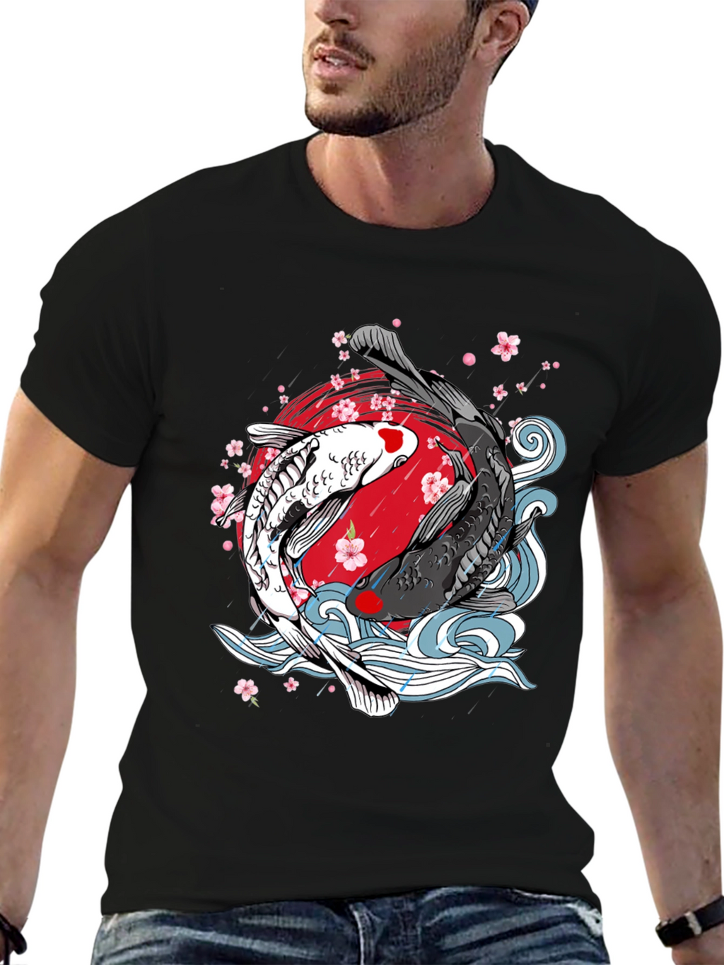Koi Fish Yin Yang Graphic T-Shirt - Unique Design