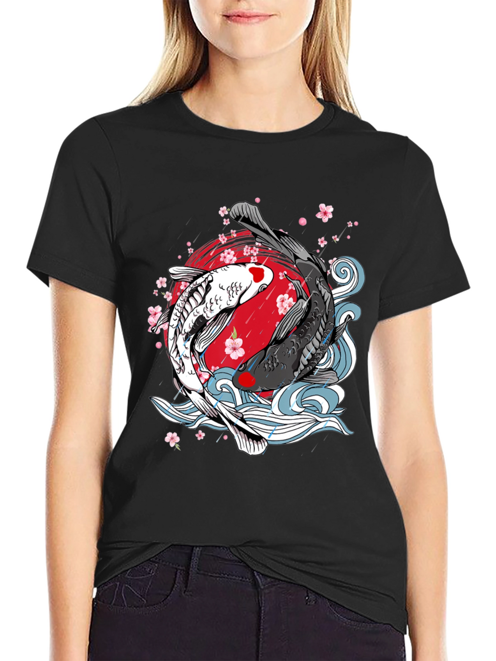 Koi Fish Yin Yang Graphic T-Shirt - Unique Design