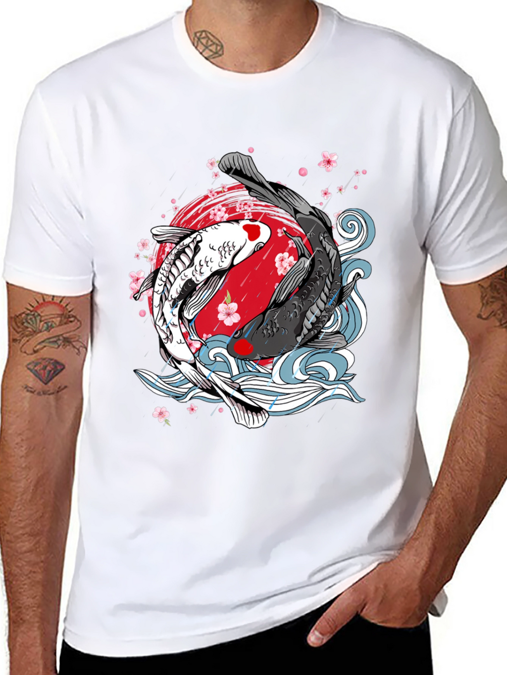 Koi Fish Yin Yang Graphic T-Shirt - Unique Design
