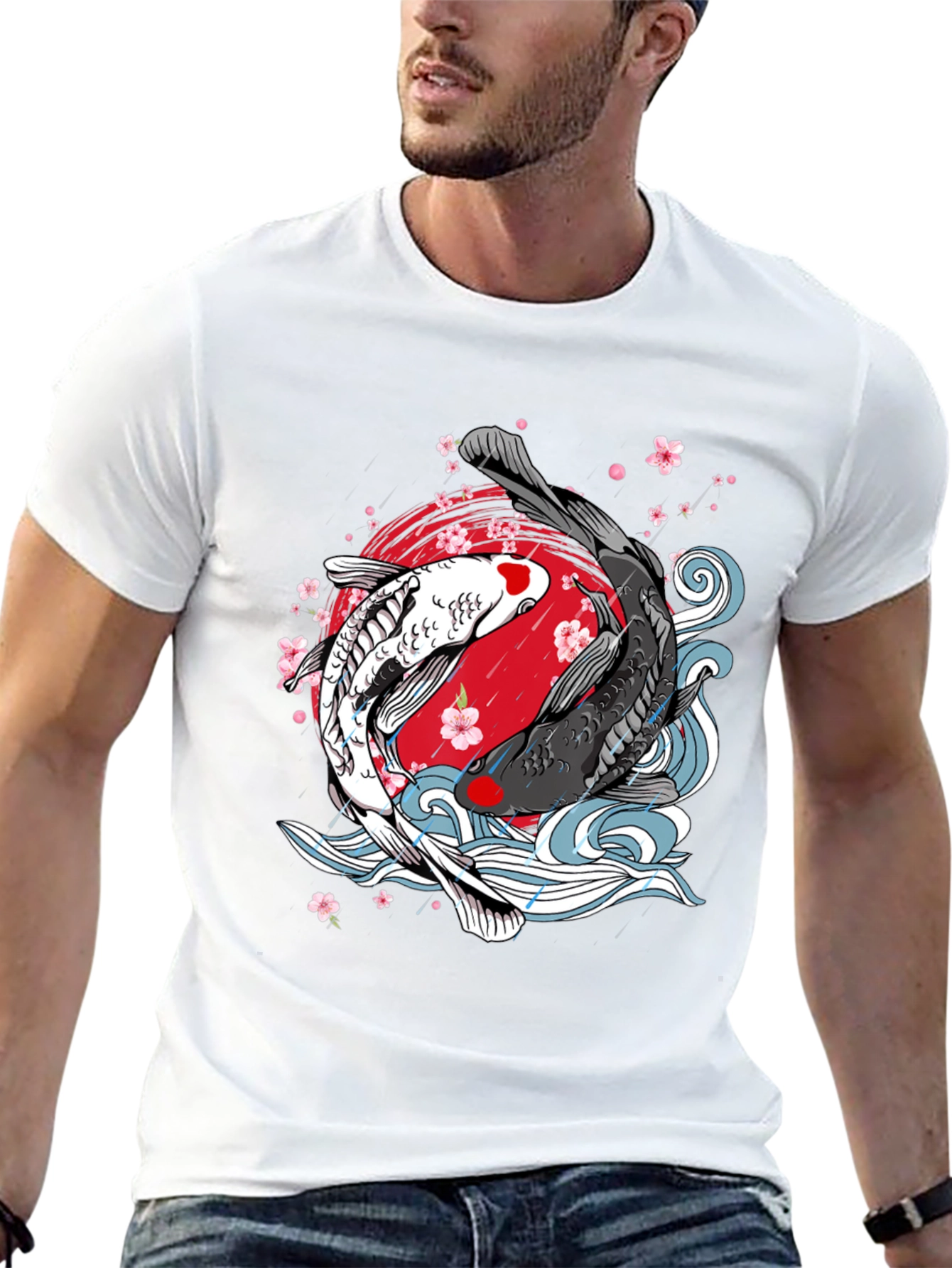 Koi Fish Yin Yang Graphic T-Shirt - Unique Design