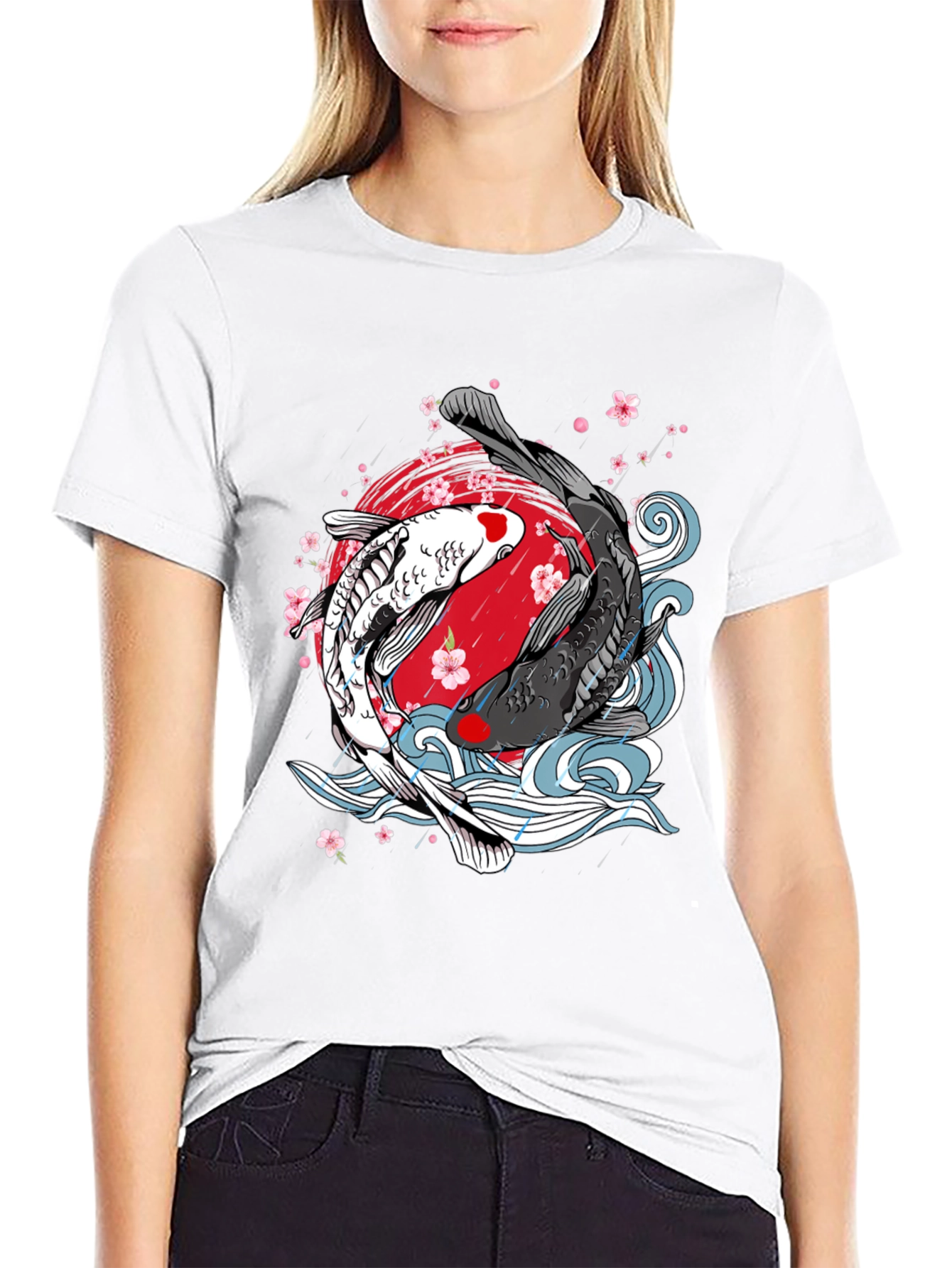 Koi Fish Yin Yang Graphic T-Shirt - Unique Design