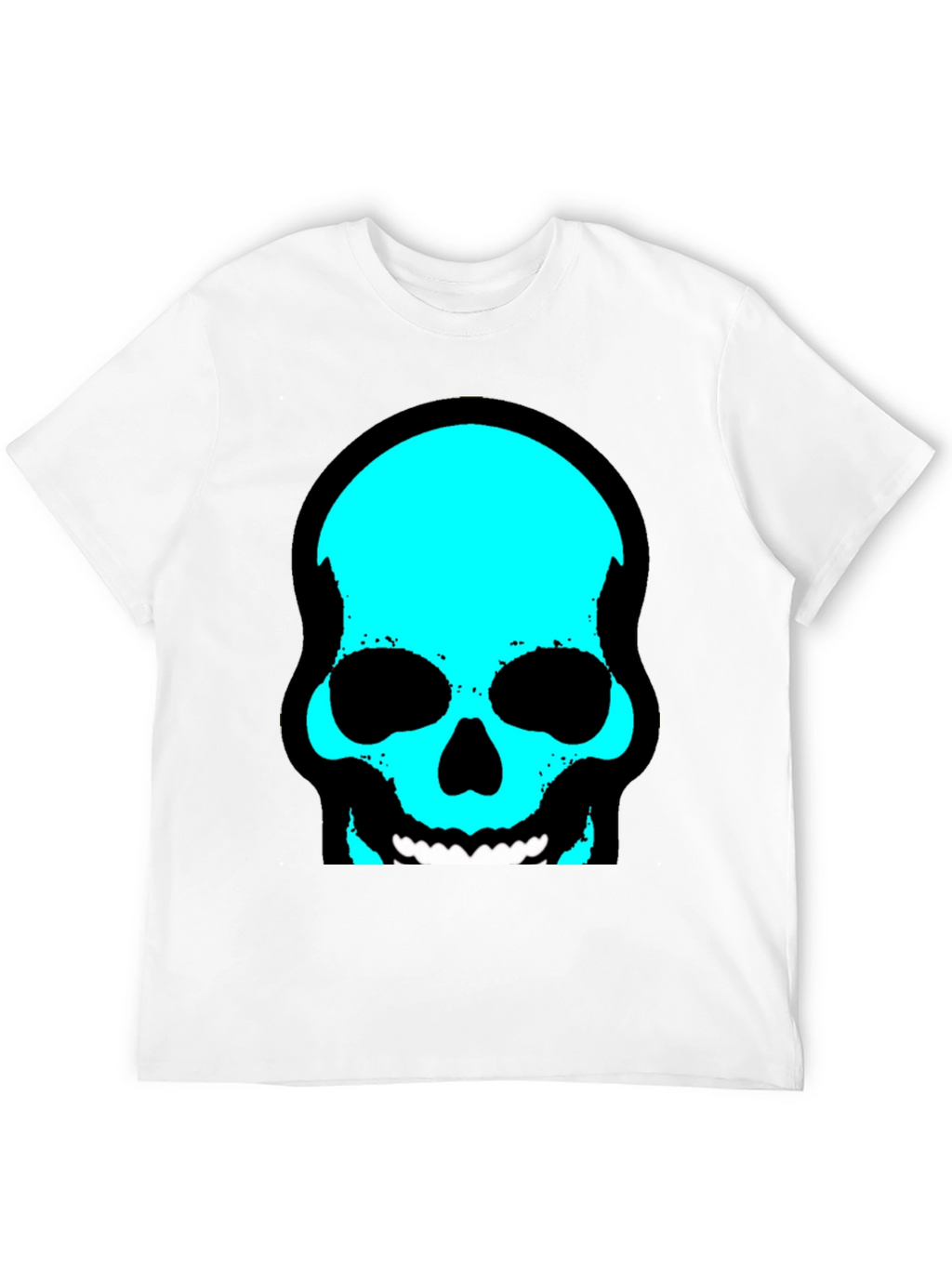 Skull Graphic Tee - Trendy Cyan Skull Design