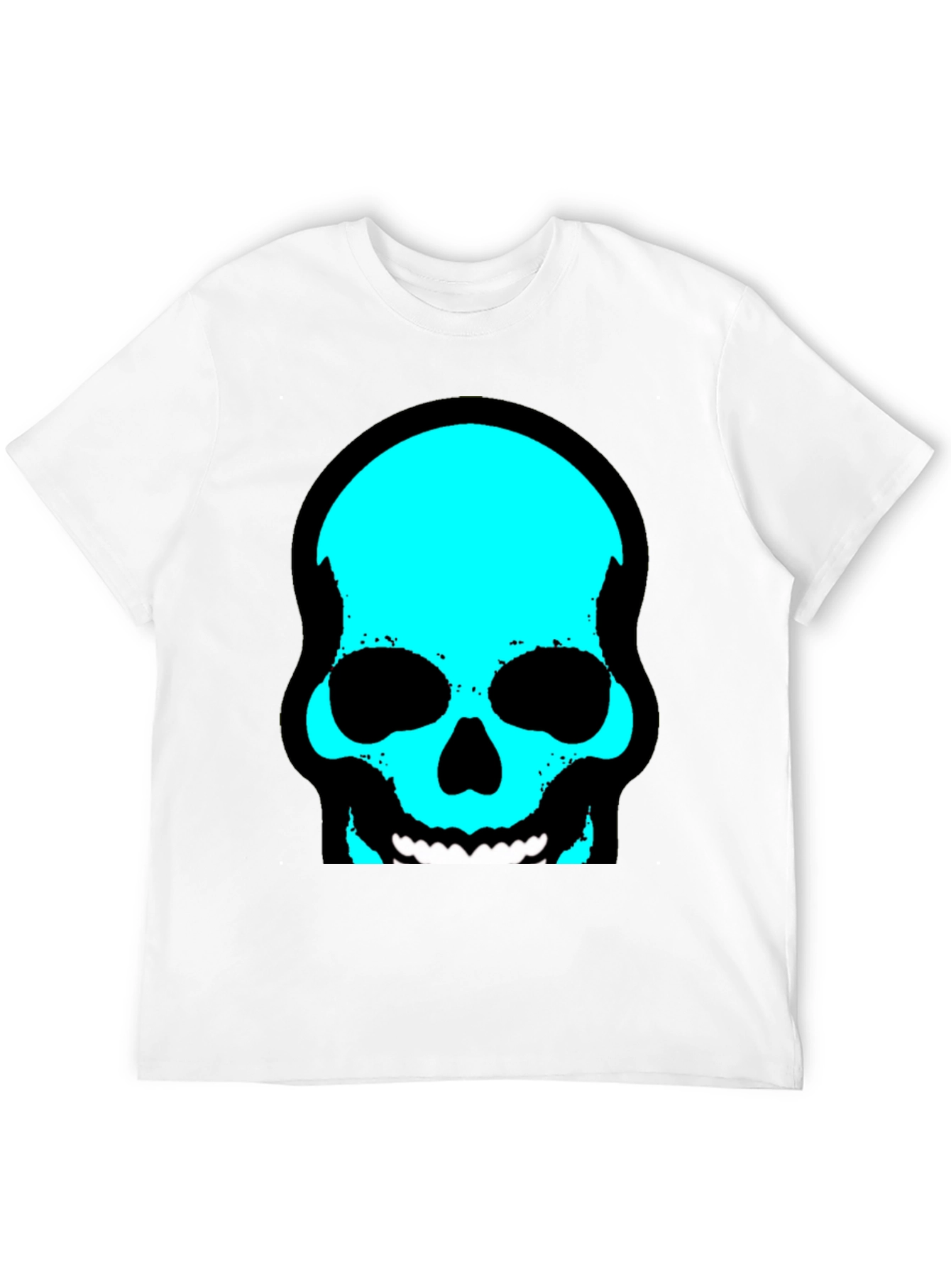 Skull Graphic Tee - Trendy Cyan Skull Design
