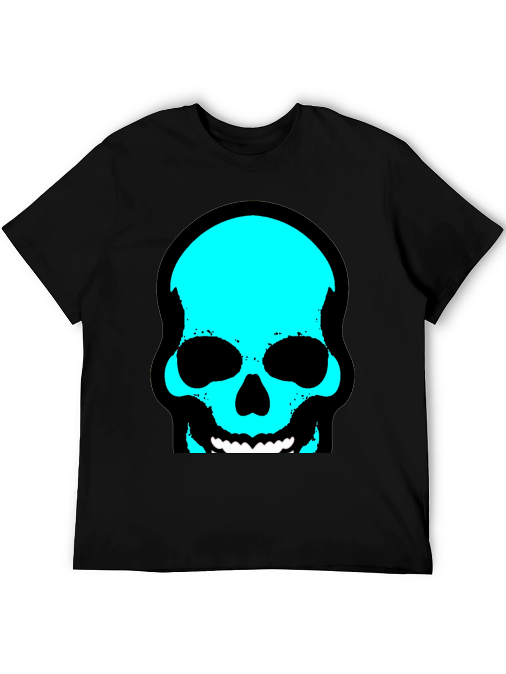 Skull Graphic Tee - Trendy Cyan Skull Design