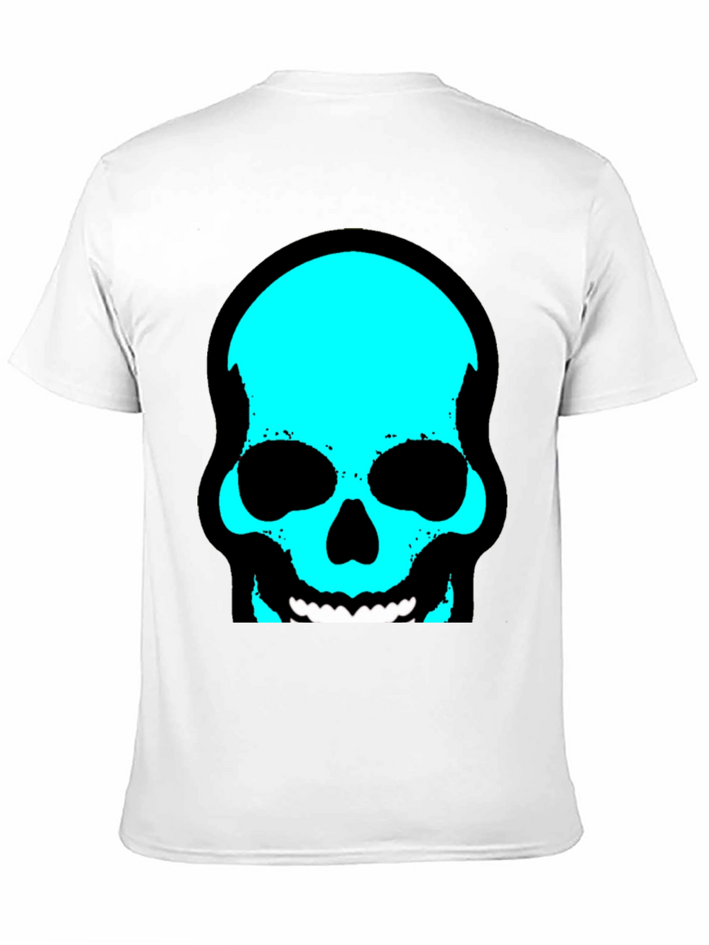 Skull Graphic Tee - Trendy Cyan Skull Design